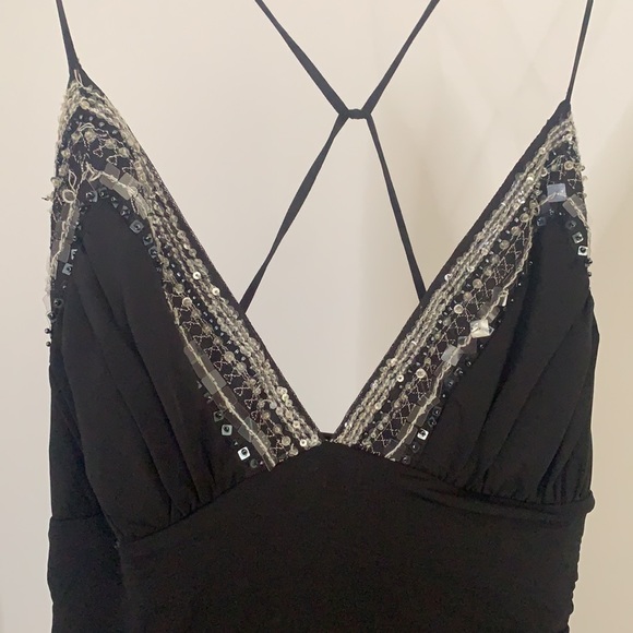Black Sequin Ruched Dress Low-back - Picture 4 of 6